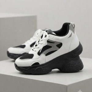 chunky white and black platform sneakers
