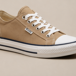 Kags Low-Top Canvas Sneaker (Khaki/White)